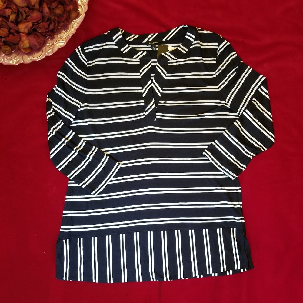 NWT Talbots navy and white striped tunic